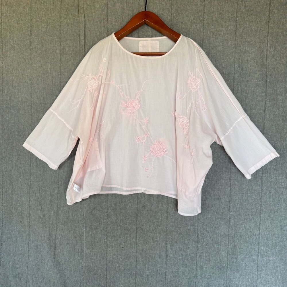 Light Pink Embroidered Cotton Tunic Top - Lily & Co. - Picture 8 of 12